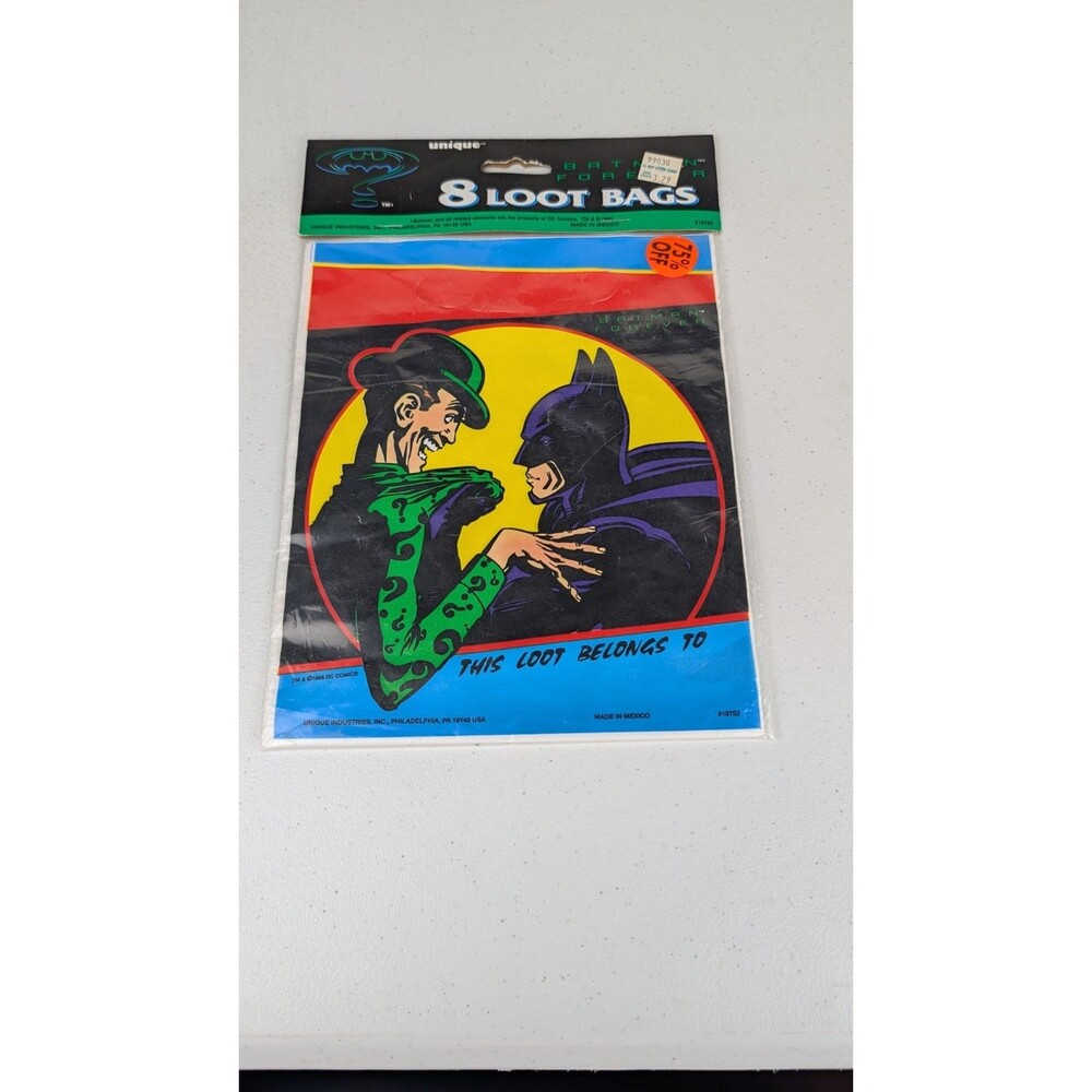 90s Batman Forever Party Loot Bags Riddler Batman Forever Superheroes NOS Sealed